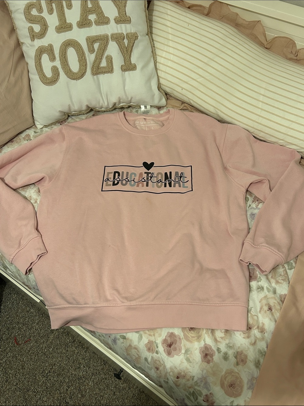 Pink Custom ‘Educational Assistant’ Graphic Crewneck Sweater